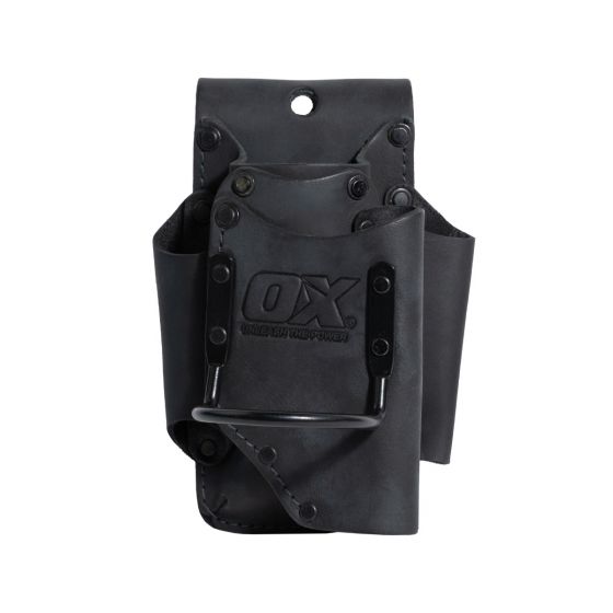 OX Ultimate Leather & Nylon Hammer Holder w/ Utility Knife Pocket w/ Kevlar Reinforcement - Ox Tools