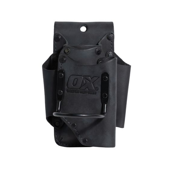 OX Ultimate Leather & Nylon Hammer Holder w/ Utility Knife Pocket w/ Kevlar Reinforcement Ox Tools