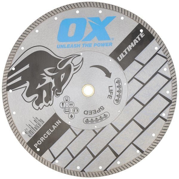 OX Ultimate Porcelain Tile Diamond Blade | Bore: 1" - 20mm - Blue Diamond Attachments