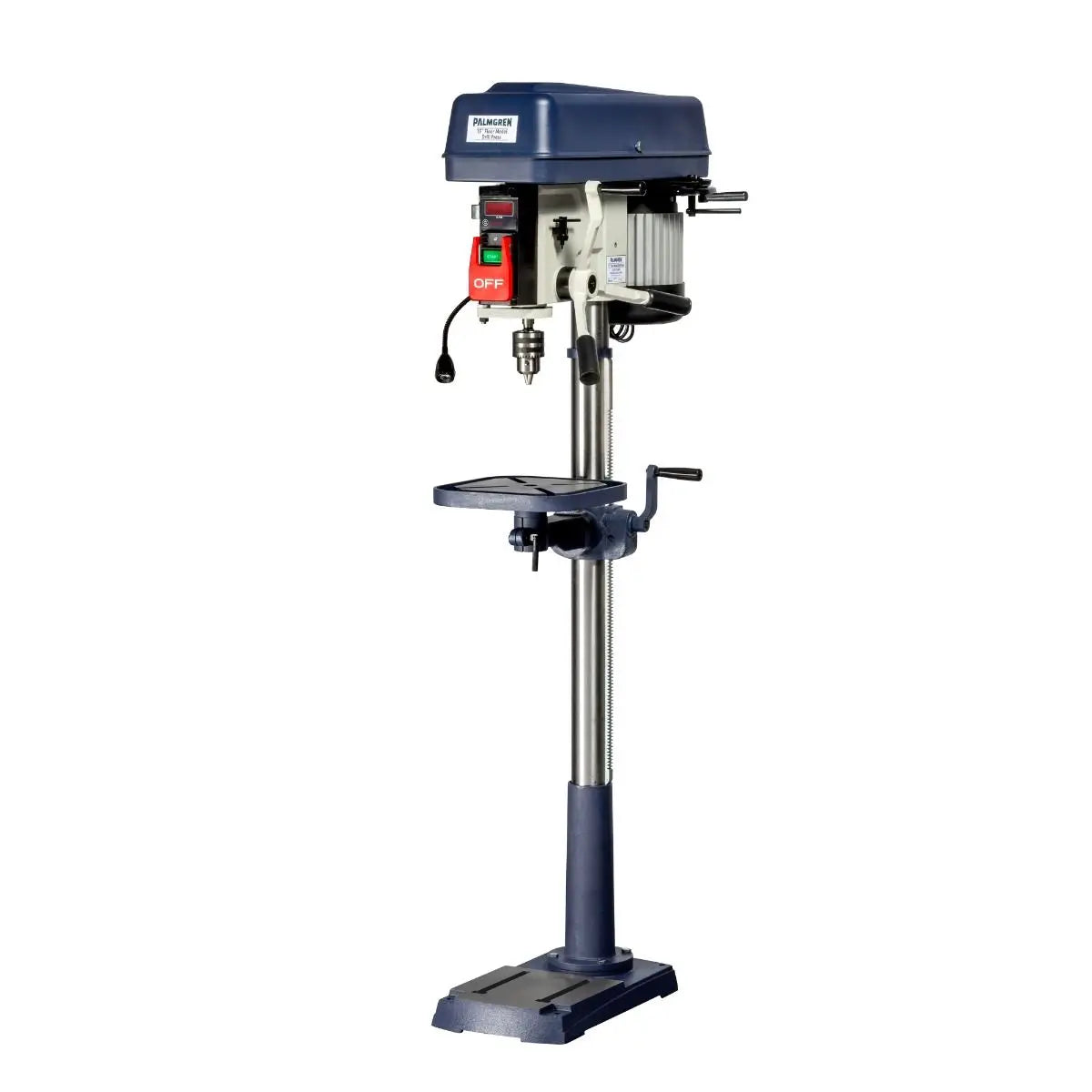 15" 16-Speed Floor Step Pulley Drill Press with LED Readout Palmgren
