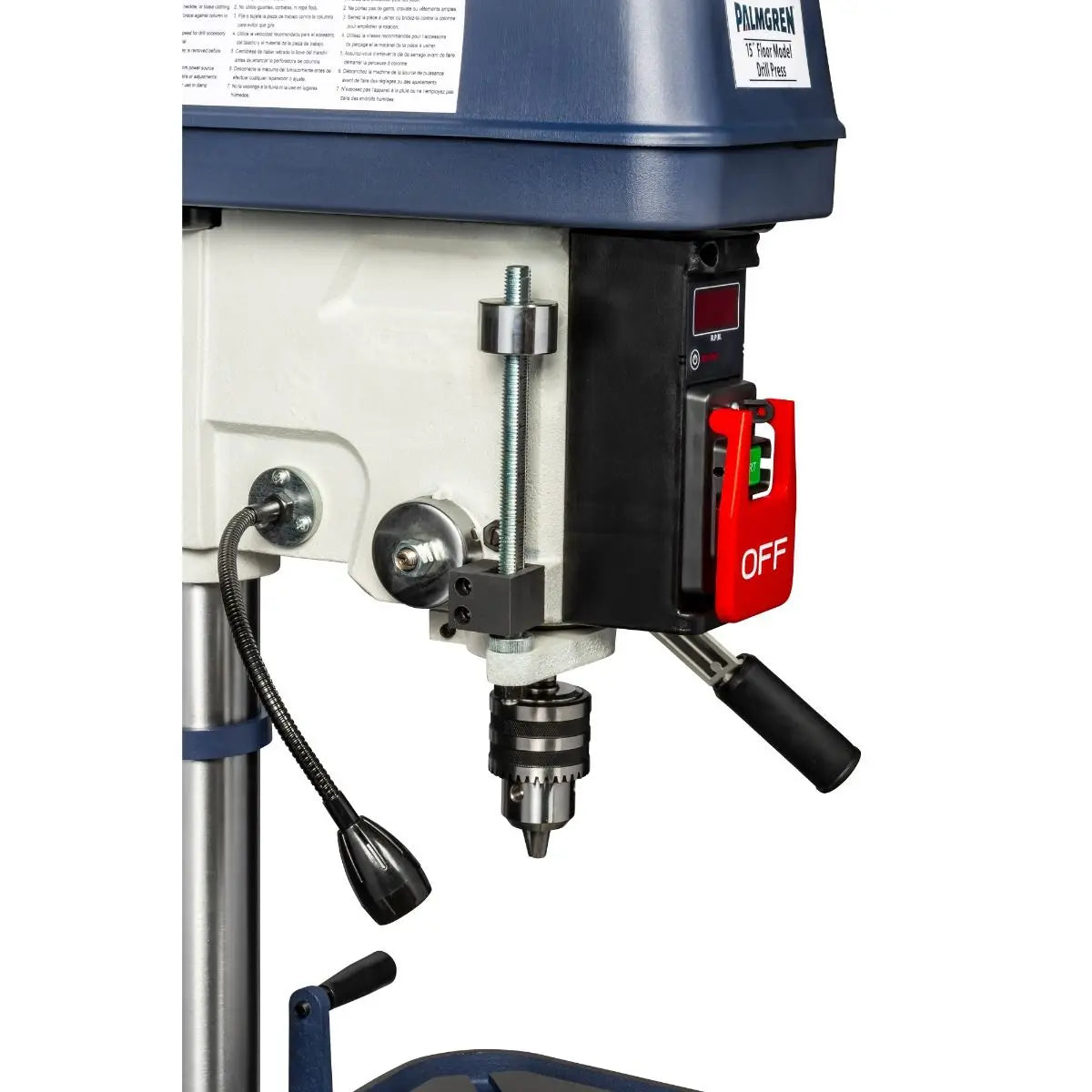 15" 16-Speed Floor Step Pulley Drill Press with LED Readout Palmgren