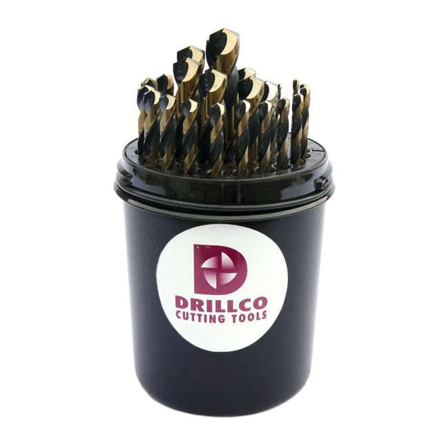 Drillco 400NW29 High Speed Steel Black & Gold Jobber Drill Bits Set 29 PC Diamond Tool Store