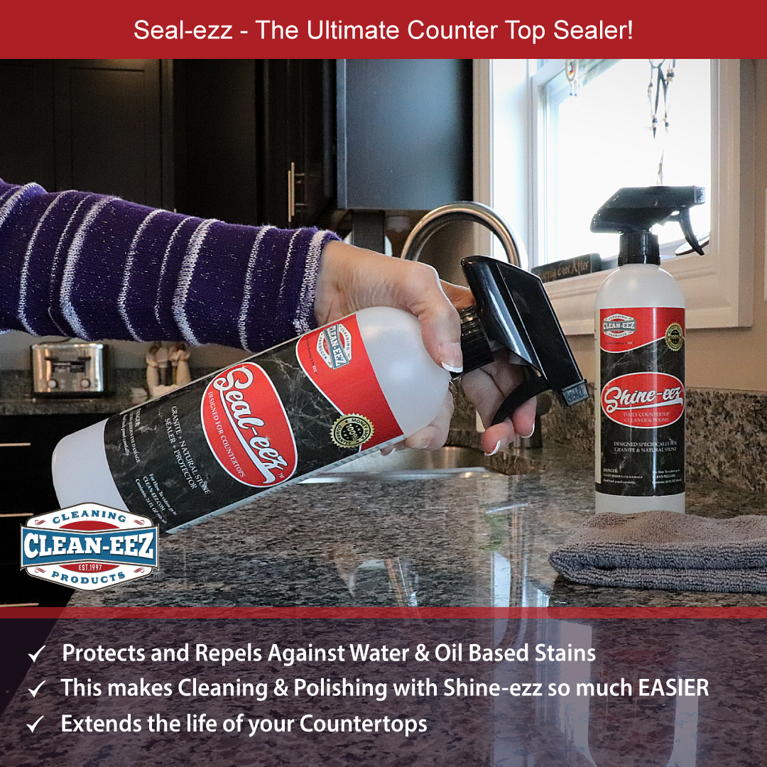 Granite Cleaner & Sealer Kit With Free Microfiber Cloth 24oz Clean-eez