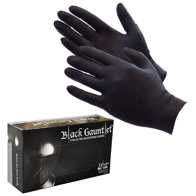 ShuBee Black Gauntlet Silver Edition Black Nitrile Gloves ShuBee