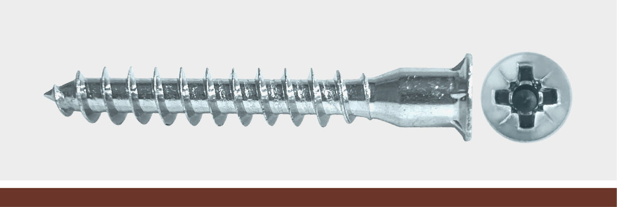 LOK WOOD SCREWS - POZI FLAT WITH NIBS COARSE - Box of 2000 Daggerz