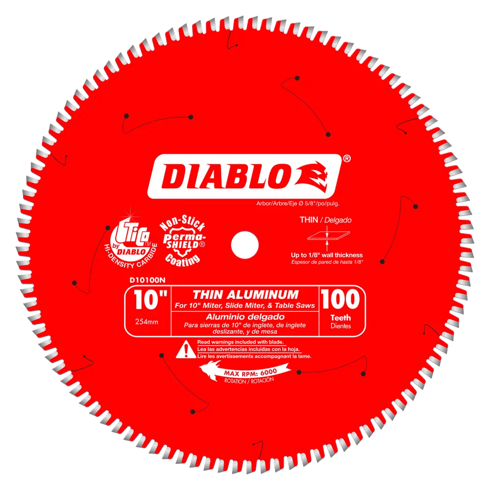 10 in. x 100 Tooth Thin Aluminum Cutting Saw Blade - 4 per Order - Diamond Tool Store