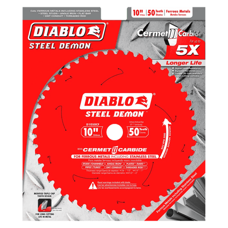 10 in. x 50 Tooth Cermet II Saw Blade for Metals and Stainless Steel - 5 pack Diablo Tools