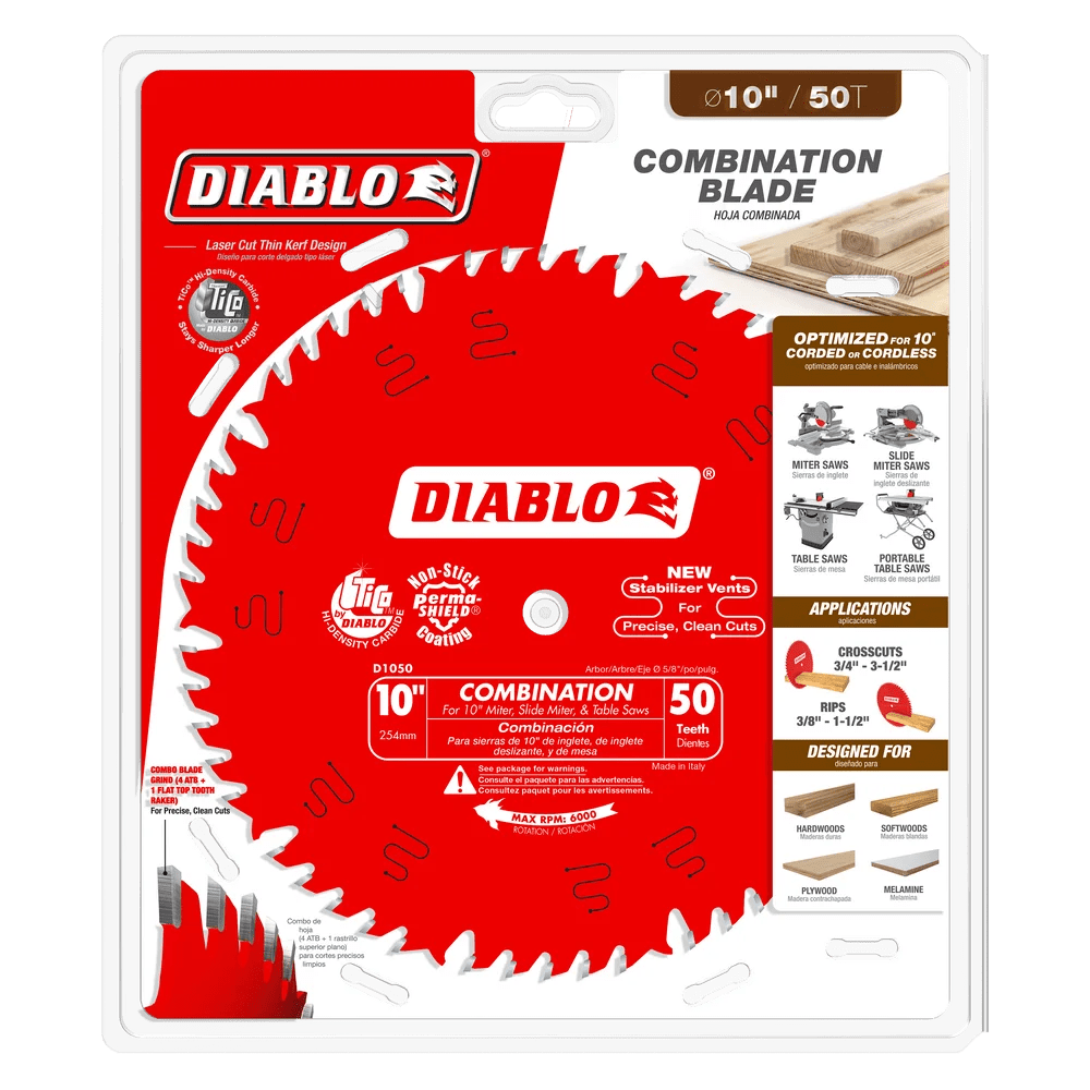 10 in. x 50 Tooth Combination Saw Blade - 6 per Unit - Diamond Tool Store
