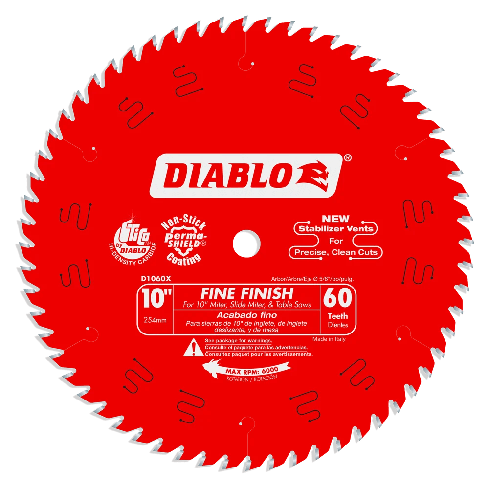 10 in. x 60 Tooth Fine Finish Saw Blade - 6 per Order - Diamond Tool Store