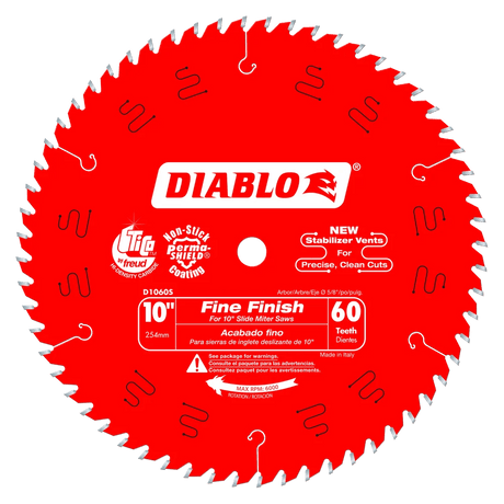 10 in. x 60 Tooth Fine Finish Slide Miter Saw Blade - 5 per Order Diablo Tools