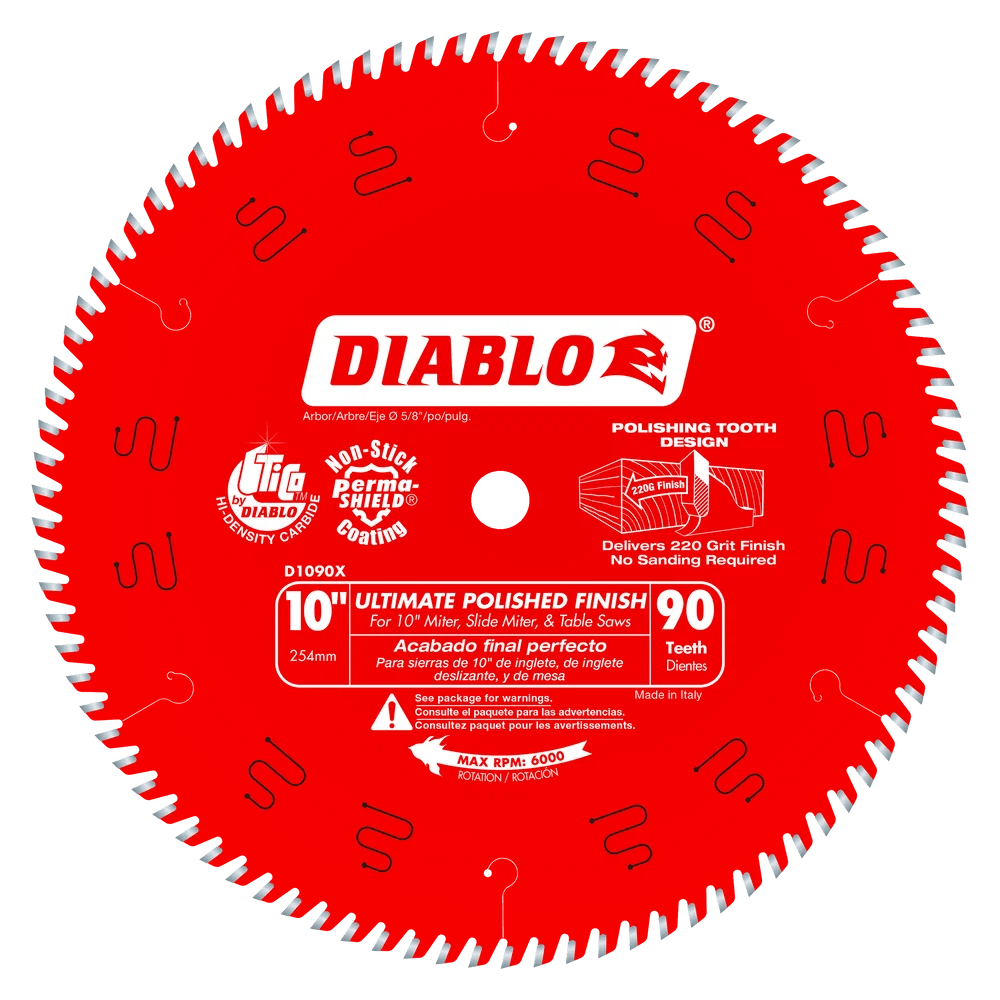 10 in. x 90 Tooth Ultimate Polished Finish Saw Blade - 4 per Order - Diamond Tool Store