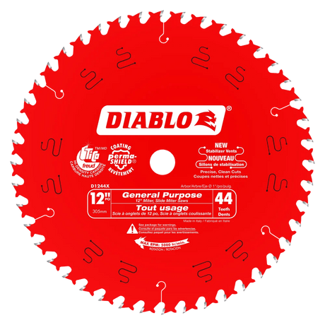 12 in. x 44 Tooth General Purpose Wood Saw Blade - 8 per Order Diablo Tools