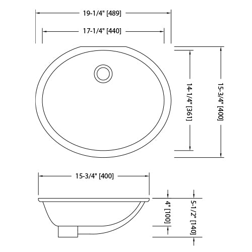 17×14 Porcelain Undermount Oval Lavatory Sink - Dakota Sinks