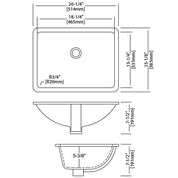 18×13 Porcelain Undermount Rectangle Lavatory Sink - Dakota Sinks
