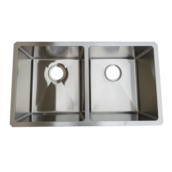 18g Micro Radius 50/50 Double Bowl Undermount Stainless Steel Kitchen Sink Dakota Sinks