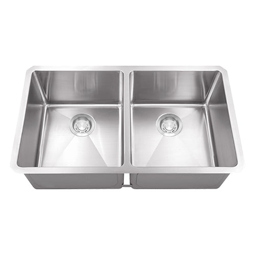 18g Micro Radius 50/50 Double Bowl Undermount Stainless Steel Kitchen Sink - Dakota Sinks