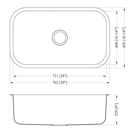 18g Standard Radius 30×18 Single Bowl Undermount Stainless Steel Kitchen Sink Dakota Sinks