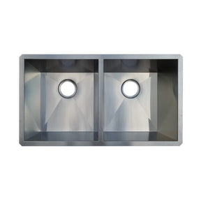 18g Zero Radius 50/50 Double Bowl Undermount Stainless Steel Kitchen Sink Dakota Sinks