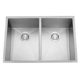 18g Zero Radius 50/50 Double Bowl Undermount Stainless Steel Kitchen Sink Dakota Sinks
