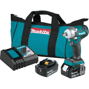 18V LXT® Lithium‑Ion Brushless Cordless 4‑Speed 1/2" Sq. Drive Impact Wrench w/ Detent Anvil XWT15T Makita Kit