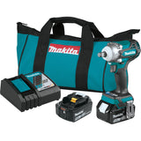 18V LXT® Lithium‑Ion Brushless Cordless 4‑Speed 1/2" Sq. Drive Impact Wrench w/ Friction Ring Anvil XWT14T Makita Kit