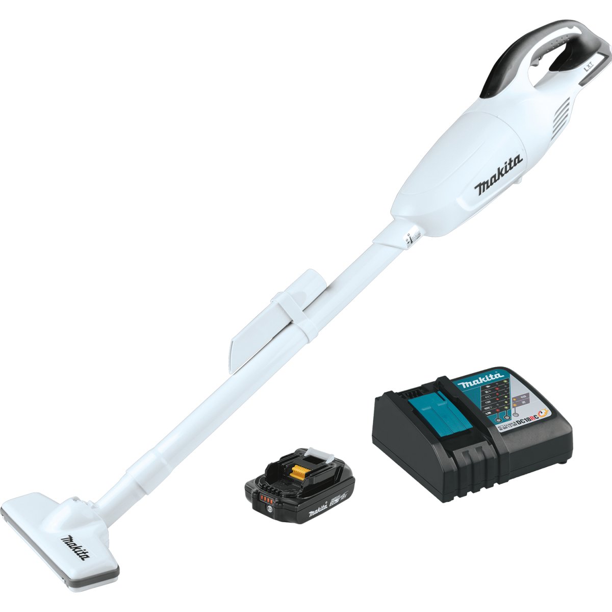 18V LXT® Lithium‑Ion Compact Cordless Vacuum - Kit XLC02RB1W Makita Kit White