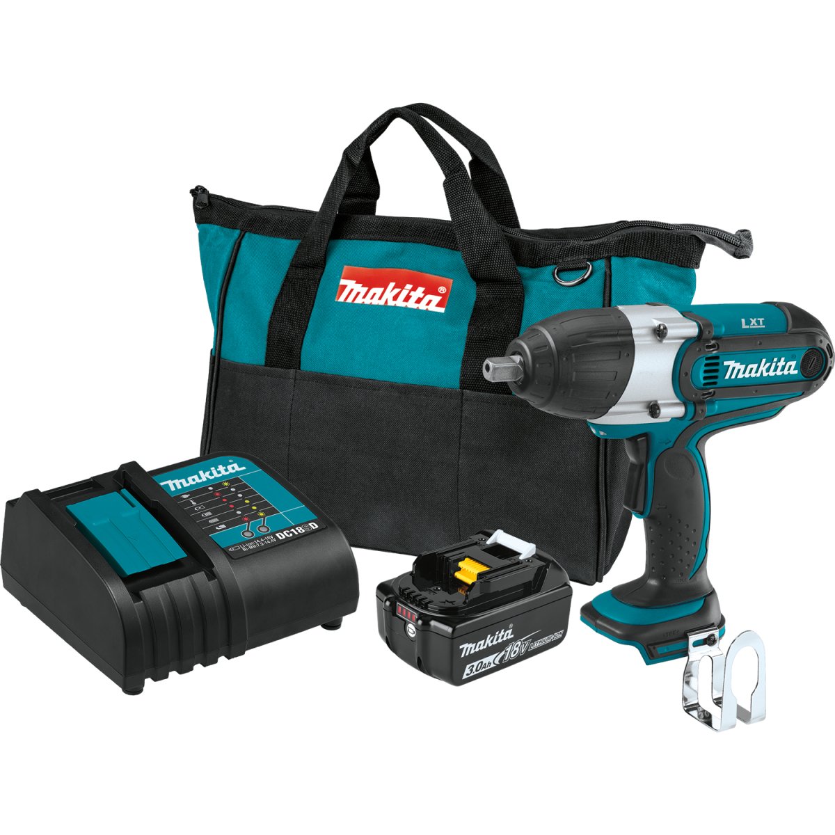 18V LXT® Lithium‑Ion Cordless 1/2" Sq. Drive Impact Wrench XWT04S1 Makita 3Ah Battery Kit