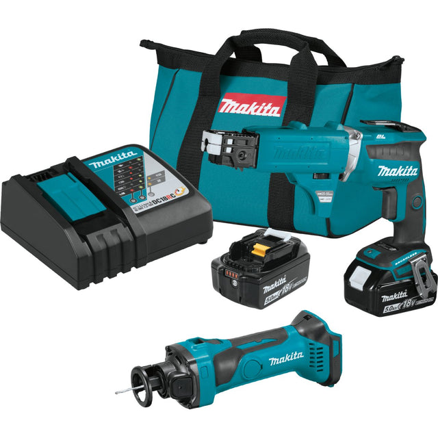 18V LXT® Lithium‑Ion Cordless 2‑Pc. Combo Kit XT255TX2 Makita 5Ah Battery Kit with Collated Autofeed Screwdriver Magazine