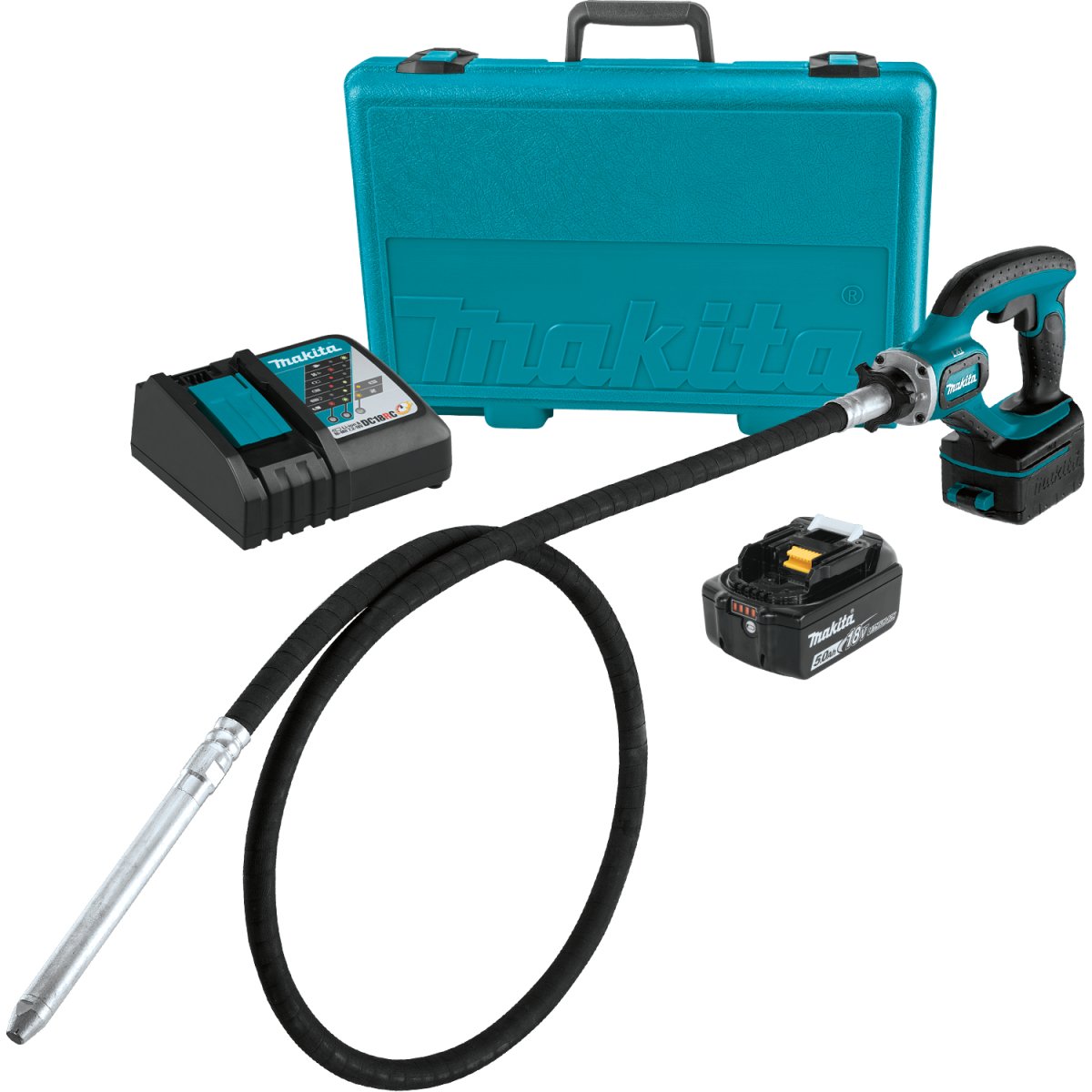 18V LXT® Lithium‑Ion Cordless 8' Concrete Vibrator (5.0Ah) XRV02T Makita Kit