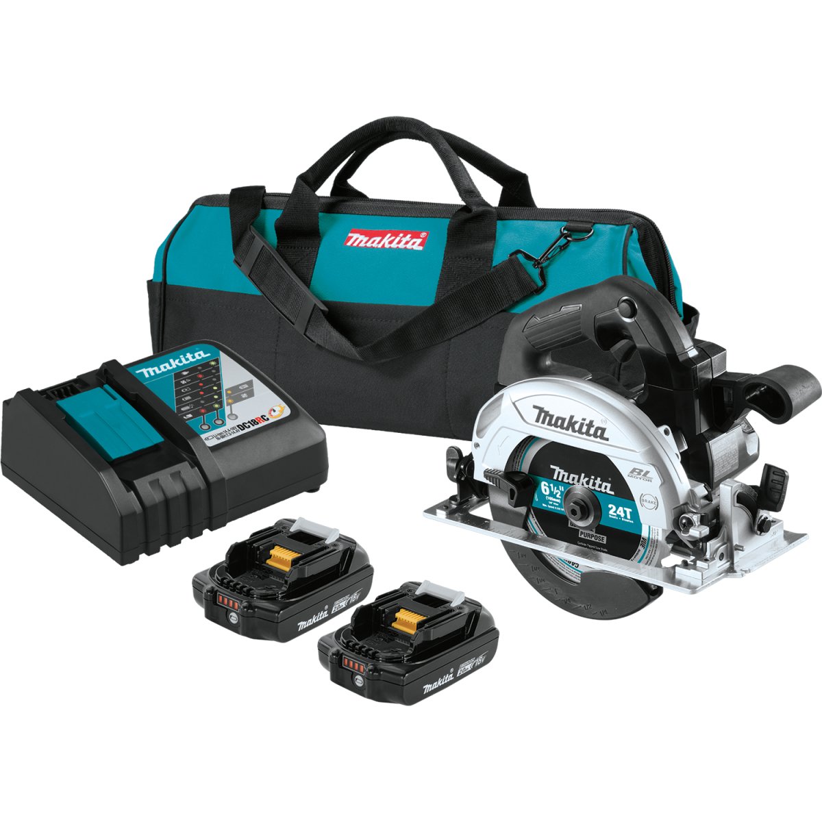 18V LXT® Lithium‑Ion Sub‑Compact Brushless Cordless 6‑1/2” Circular Saw XSH04RB Makita Kit