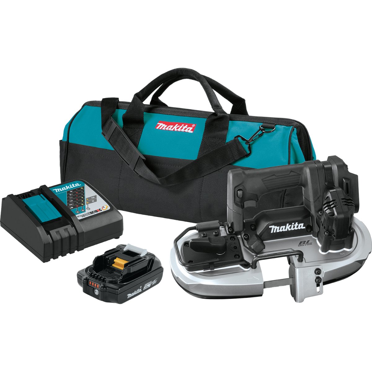 18V LXT® Lithium‑Ion Sub‑Compact Brushless Cordless Band Saw XBP05R1B Makita Kit
