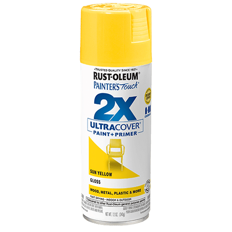 2x Ultra Cover Gloss Spray Paint - 12oz (6 Count) 334046 Rust-Oleum Sun Yellow