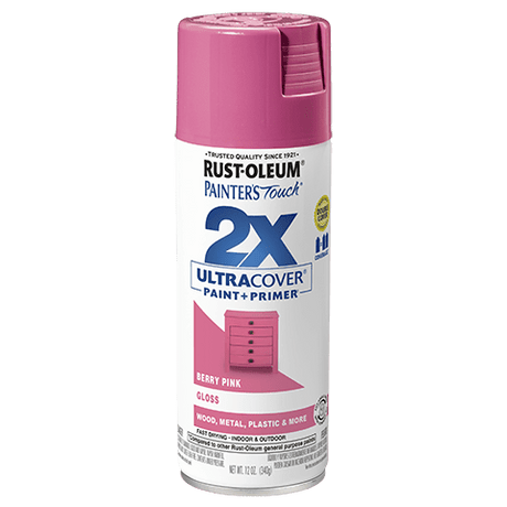 2x Ultra Cover Gloss Spray Paint - 12oz (6 Count) 334025 Rust-Oleum Berry Pink