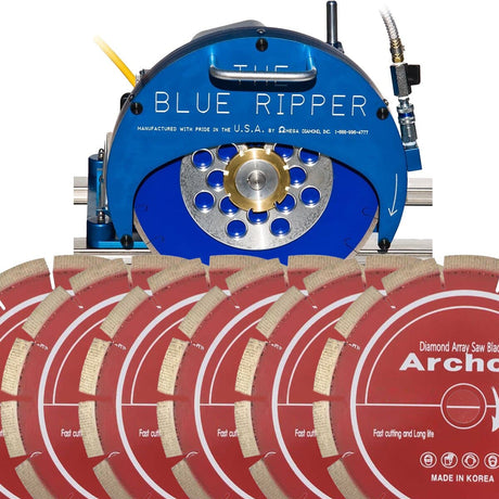3 HP Blue Ripper Rail Saw Package Sale | Saw and Diamond Blades Omega Diamond