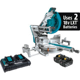 36V (18V X2) LXT® Brushless 12" Dual‑Bevel Sliding Compound Miter Saw, AWS® Capable and Laser XSL08PT Makita Kit