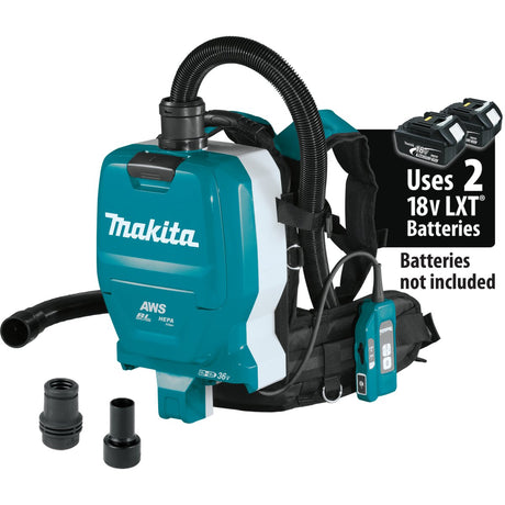 36V (18V X2) LXT® Brushless 1/2 Gallon HEPA Filter Backpack Dry Dust Extractor, AWS® Capable (5.0Ah) XCV10ZX Makita Tool Only
