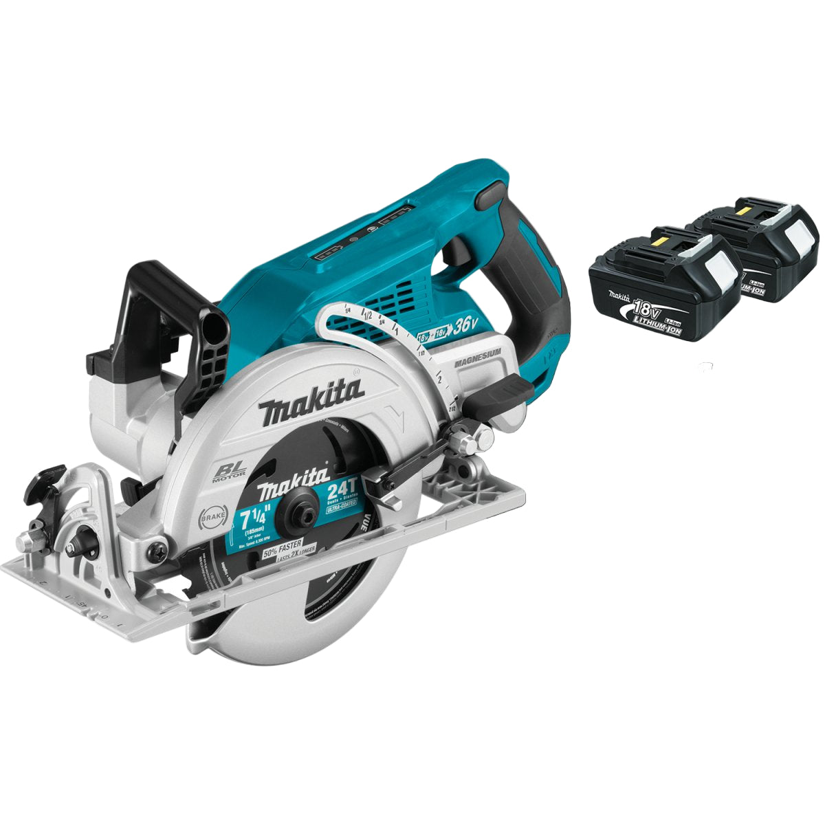 36V (18V X2) LXT® Brushless Rear Handle 7‑1/4" Circular Saw XSR01Z Makita Tool Only