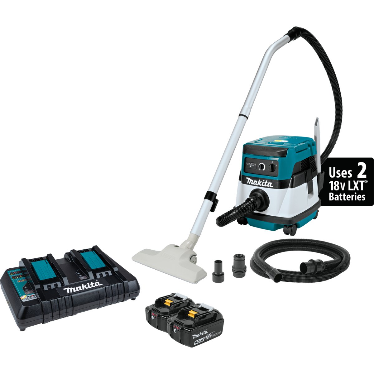 36V (18V X2) LXT®/Corded 2.1 Gallon HEPA Filter Dry Dust Extractor/Vacuum (5.0Ah) XCV04PT Makita Kit