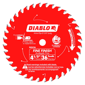4-1/2 in. 36 Tooth Fine Finish Saw Blade - 15 per Order Diablo Tools