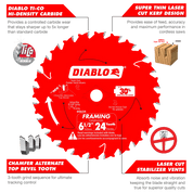 6-1/2 in. 24-Tooth Framing Saw Blade - 24 per Order - Diamond Tool Store