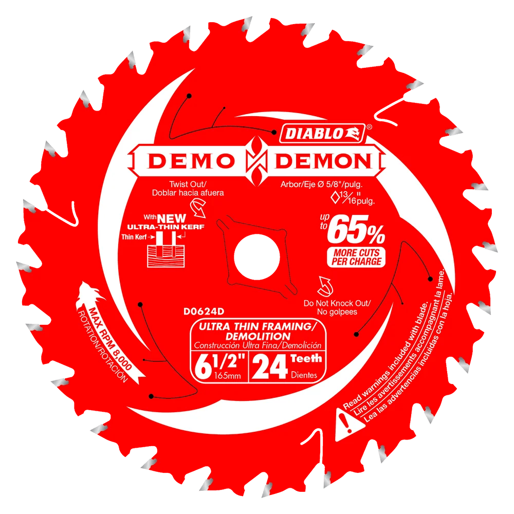 6-1/2 in. 24-Tooth Ultra-Thin Framing/Demolition Saw Blade - 15 per Order - Diamond Tool Store