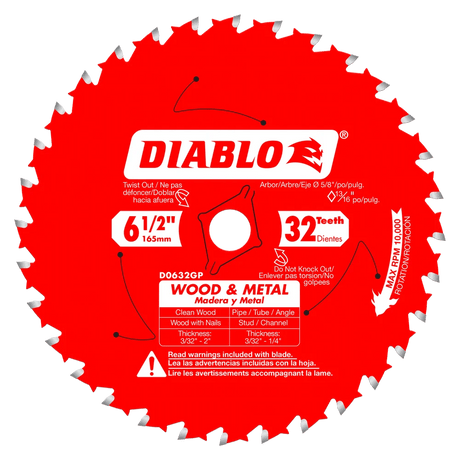 6-1/2 in. x 32 Tooth Wood & Metal Carbide Saw Blade - 10 per Order Diablo Tools