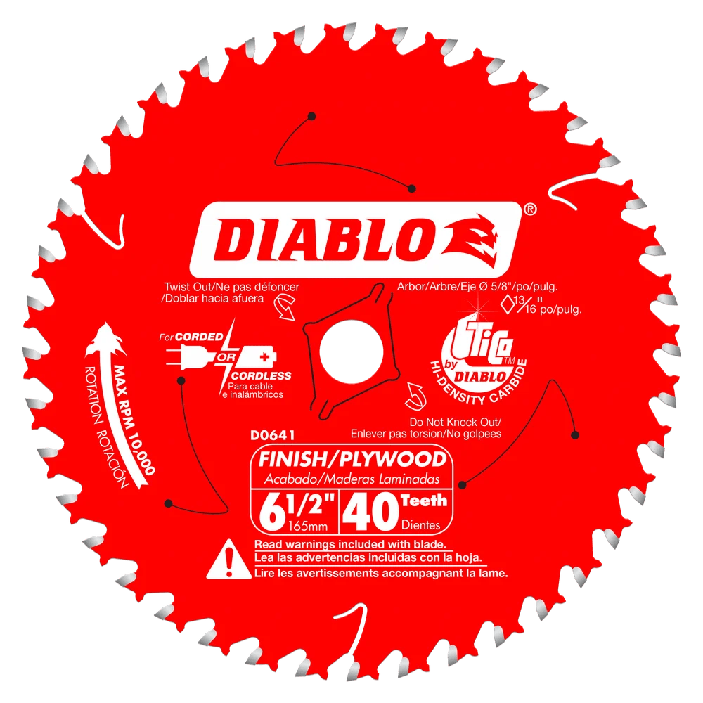 6-1/2 in. x 40 Tooth Finish Trim Saw Blade - 15 per Order - Diamond Tool Store