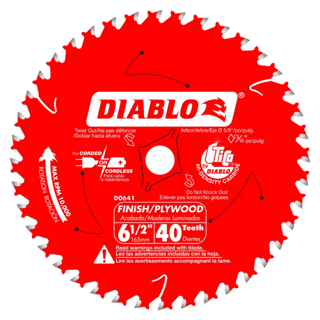 6-1/2 in. x 40 Tooth Finish Trim Saw Blade - 15 per Order Diablo Tools