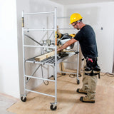 6' High Portable Aluminum Scaffold With 5" Casters And 3 Anti-Slip Platforms MetalTech