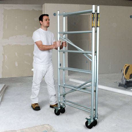 6' High Portable Aluminum Scaffold With 5" Casters And 3 Anti-Slip Platforms MetalTech