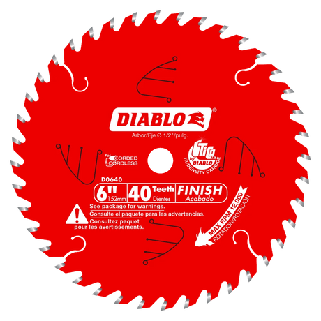 6 in. x 40 Tooth Finish Saw Blade for Port-Cable Saw Boss - 15 per Order Diablo Tools