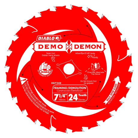 7-1/4 in. 24-Tooth ™ Framing/Demolition Saw Blade - 10 per Order Diablo Tools