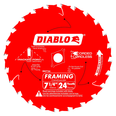 7-1/4 in. x 24 Tooth Framing Saw Blade - 25 per Order Diablo Tools