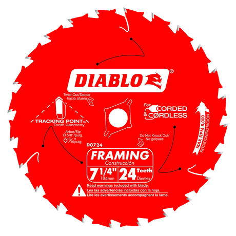 7-1/4 in. x 24 Tooth Framing Saw Blade - 25 per Order Diablo Tools